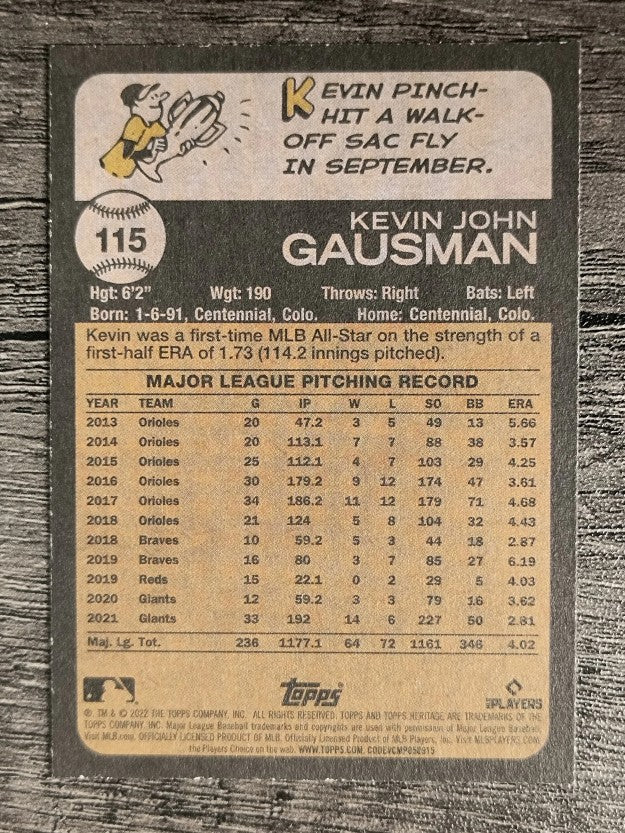 2022 Topps Heritage #115 Kevin Gausman