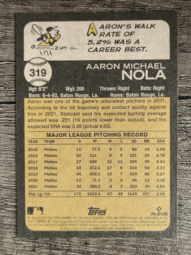 2022 Topps Heritage #319 Aaron Nola