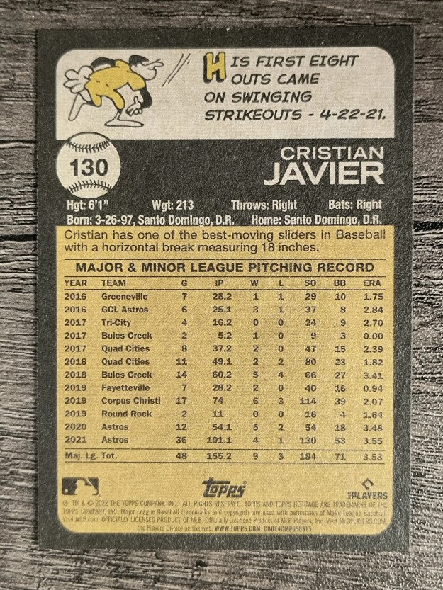 2022 Topps Heritage #130 Cristian Javier