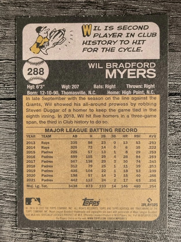 2022 Topps Heritage #288 Wil Myers