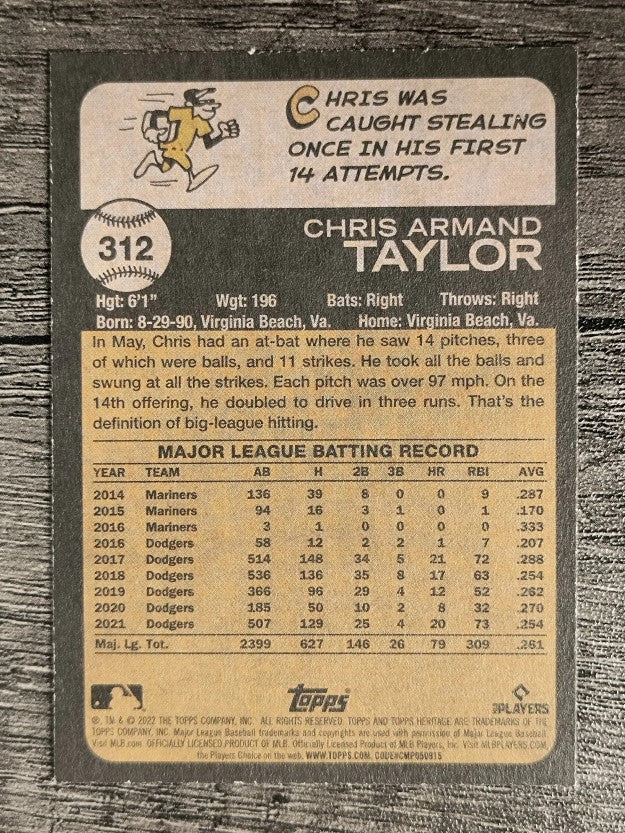 2022 Topps Heritage #312 Chris Taylor