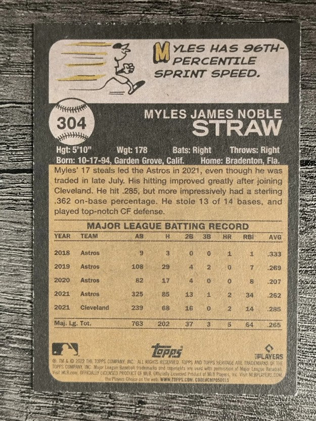 2022 Topps Heritage #304 Myles Straw