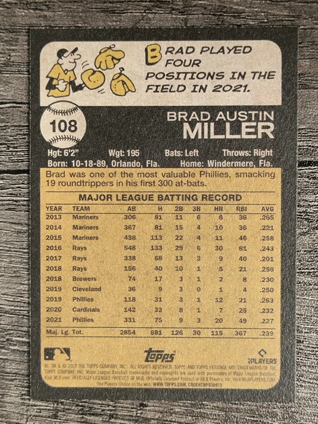2022 Topps Heritage #108 Brad Miller