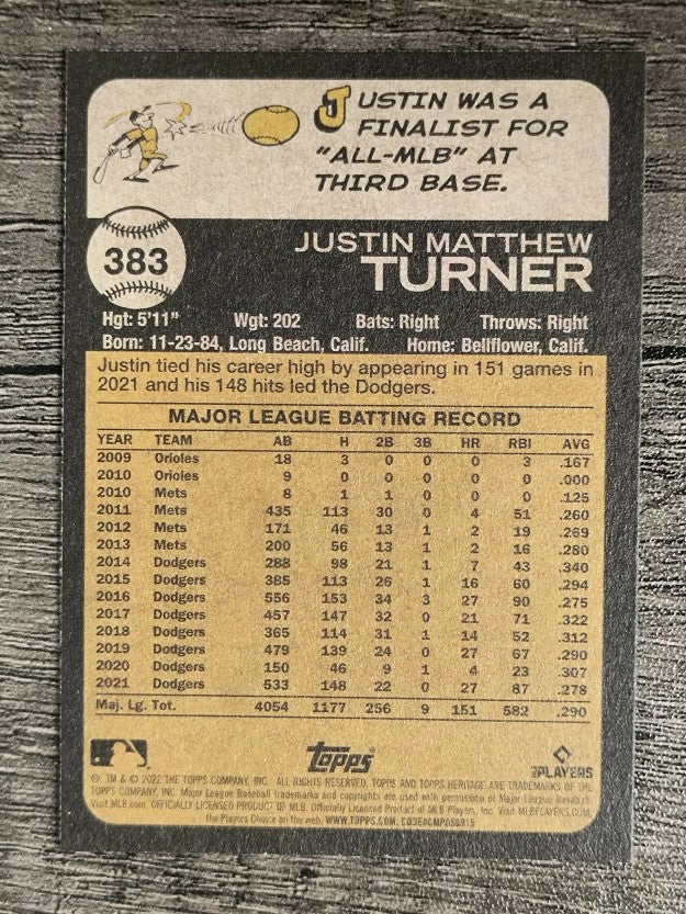 2022 Topps Heritage #383 Justin Turner