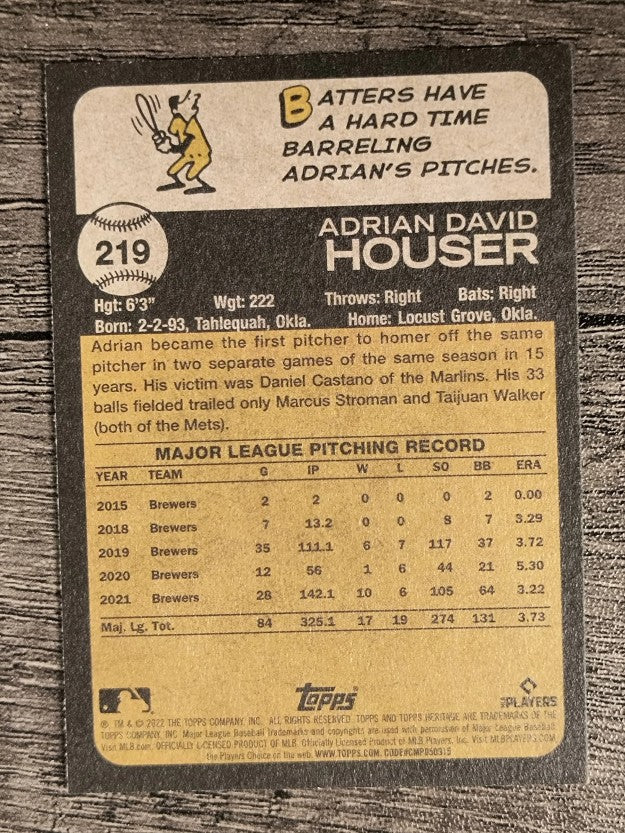 2022 Topps Heritage #219 Adrian Houser