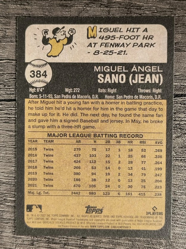 2022 Topps Heritage #384 Miguel Sano