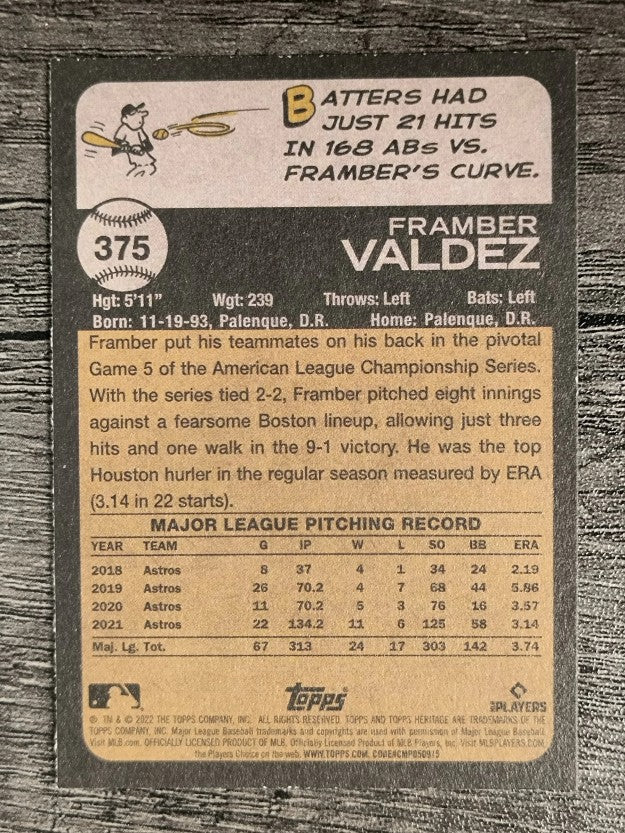 2022 Topps Heritage #375 Framber Valdez