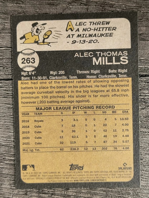 2022 Topps Heritage #263 Alec Mills