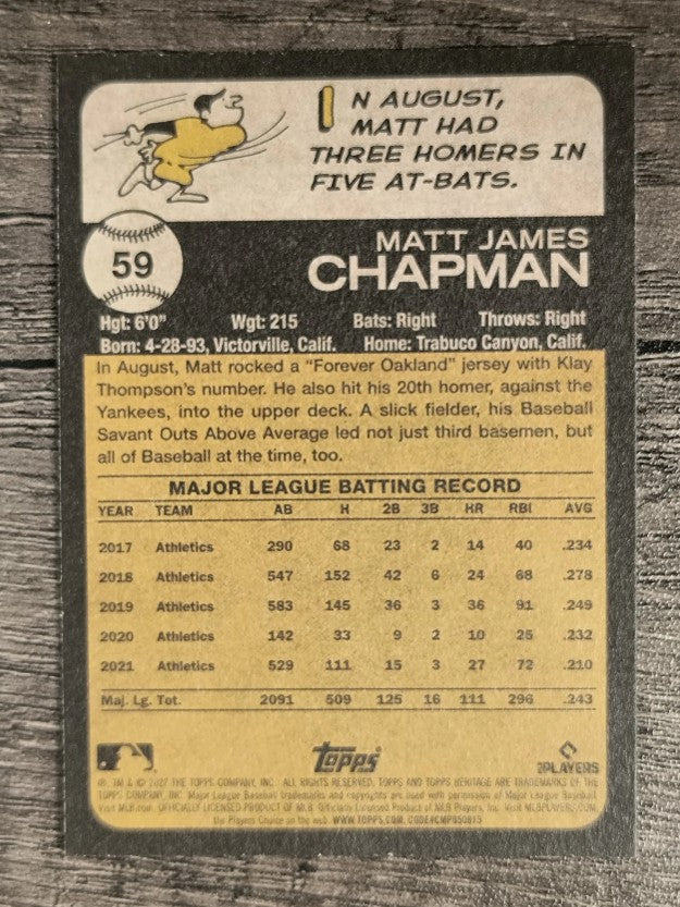 2022 Topps Heritage #59 Matt Chapman