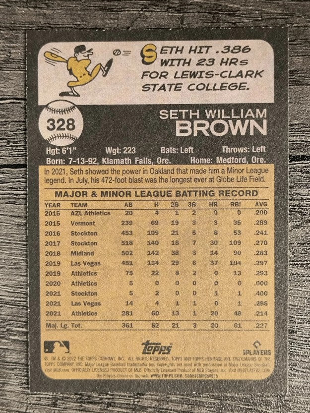 2022 Topps Heritage #328 Seth Brown