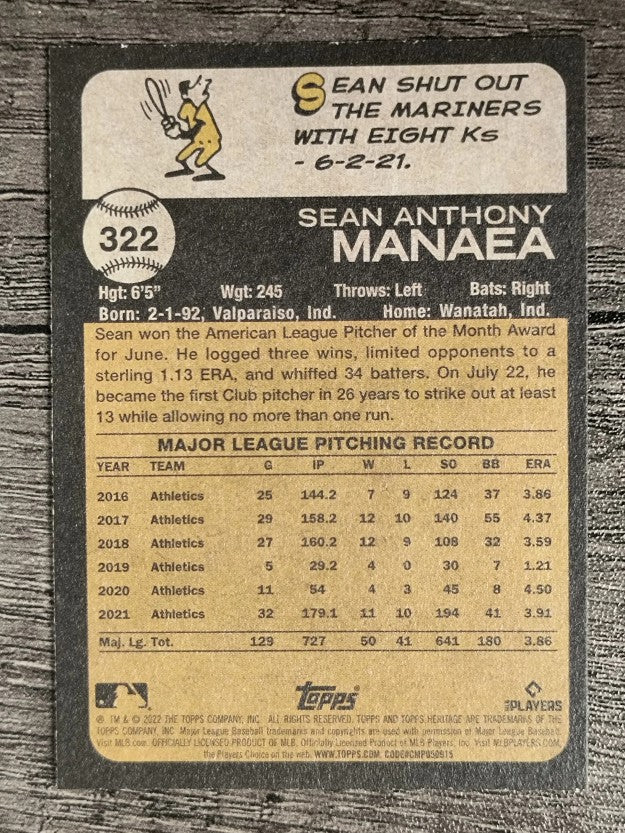 2022 Topps Heritage #322 Sean Manaea