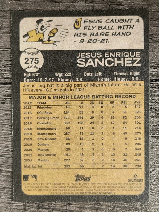 2022 Topps Heritage #275 Jesus Sanchez