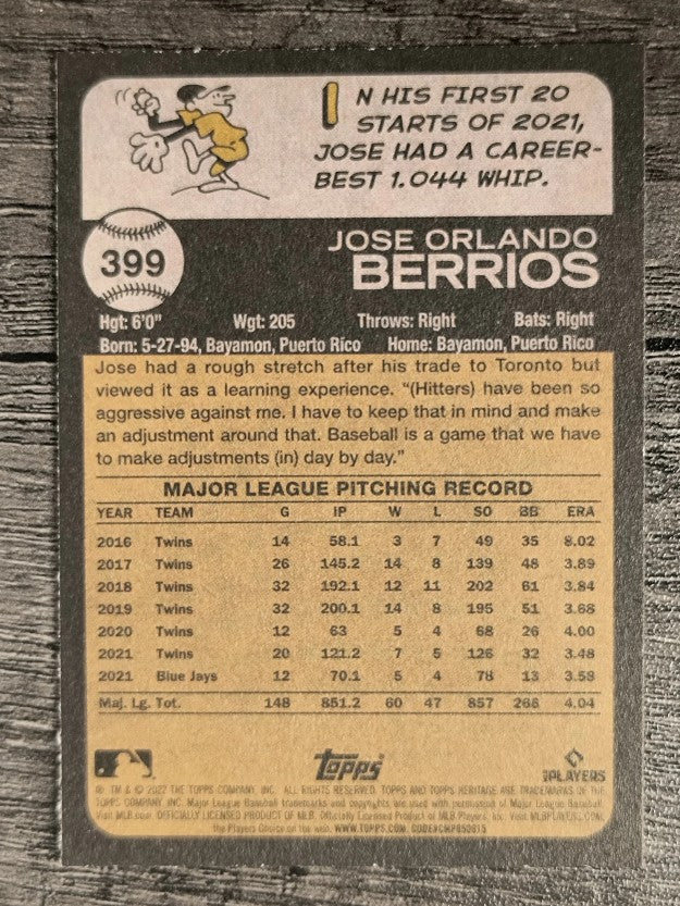 2022 Topps Heritage #399 Jose Berrios