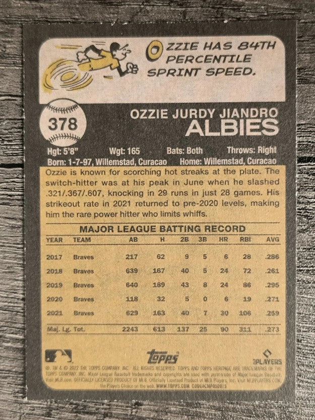 2022 Topps Heritage #378 Ozzie Albies