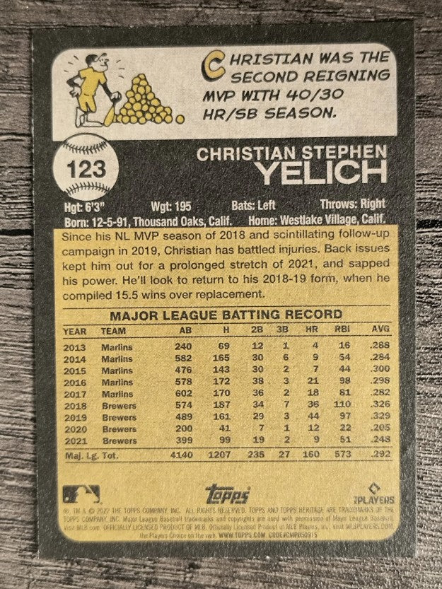 2022 Topps Heritage #123 Christian Yelich