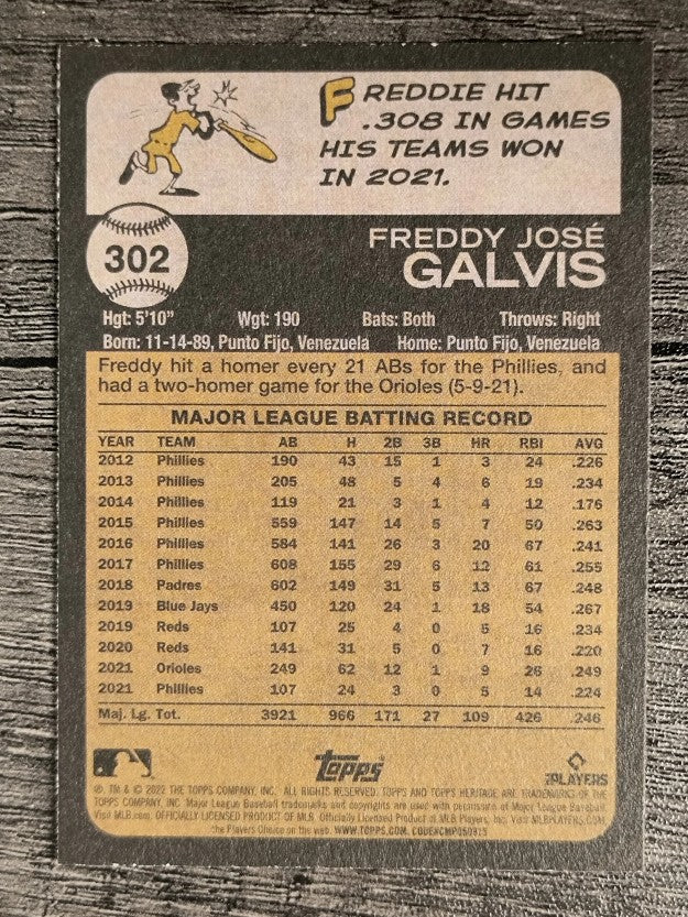 2022 Topps Heritage #302 Freddy Galvis