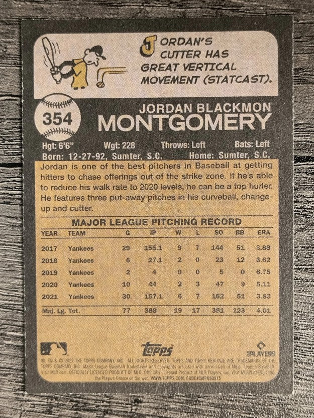 2022 Topps Heritage #354 Jordan Montgomery