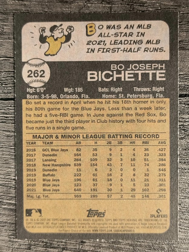 2022 Topps Heritage #262 Bo Bichette