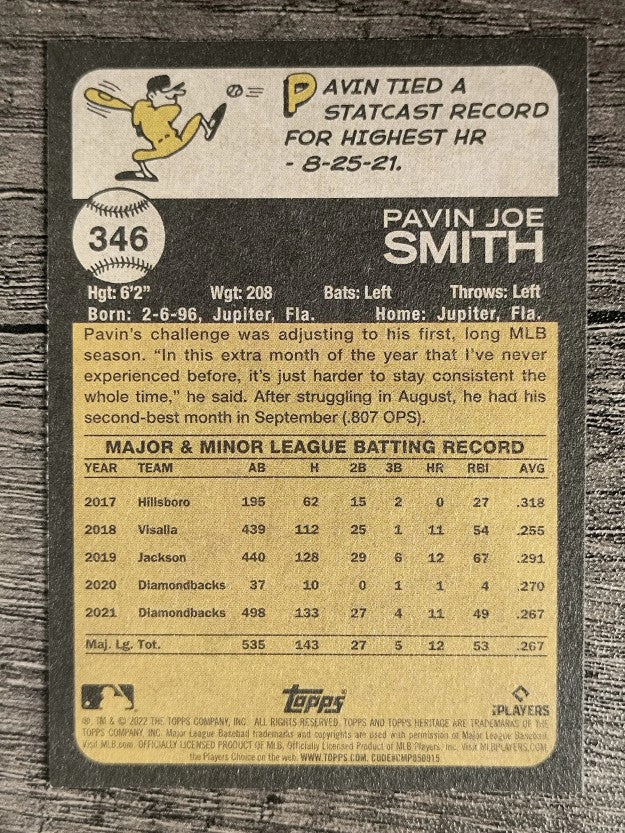 2022 Topps Heritage #346 Pavin Smith