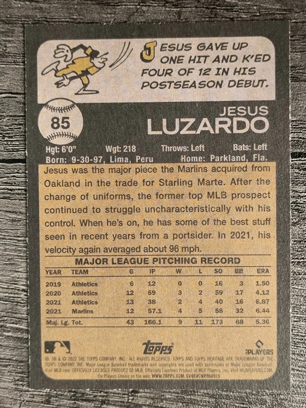 2022 Topps Heritage #85 Jesus Luzardo