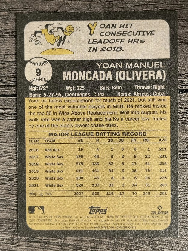 2022 Topps Heritage #9 Yoan Moncada