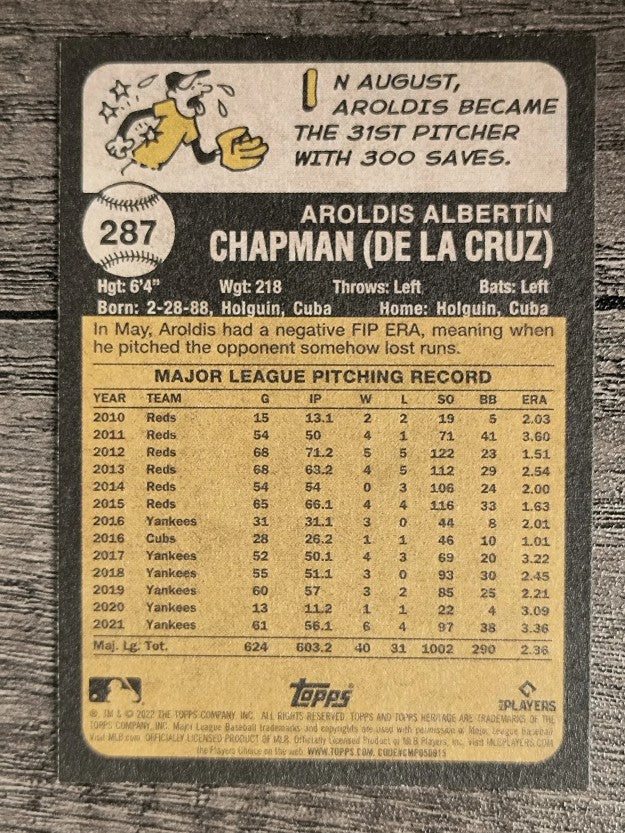 2022 Topps Heritage #287 Aroldis Chapman
