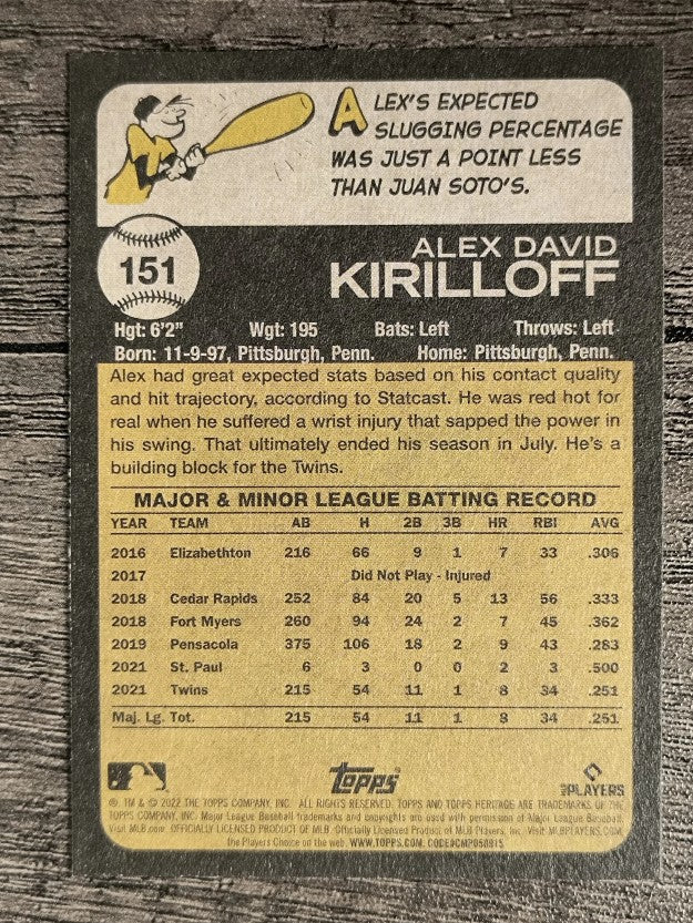 2022 Topps Heritage #151 Alex Kirilloff