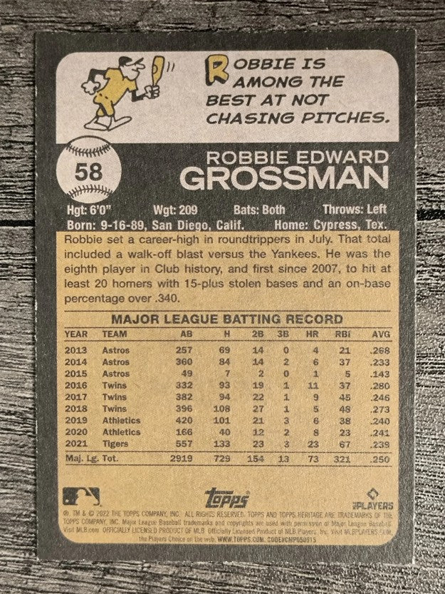 2022 Topps Heritage #58 Robbie Grossman