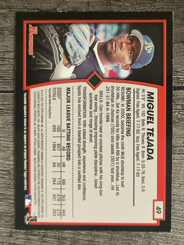 2001 Bowman #49 Miguel Tejada