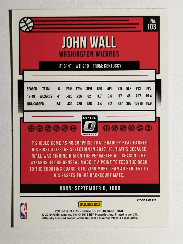 2018-19 Donruss Optic Blue Velocity #103 John Wall