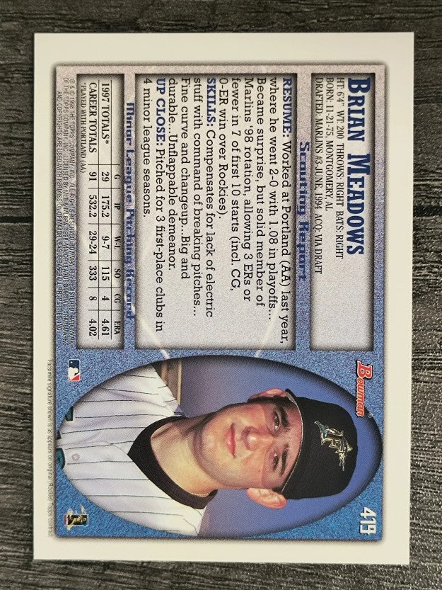 1998 Bowman #419 Brian Meadows