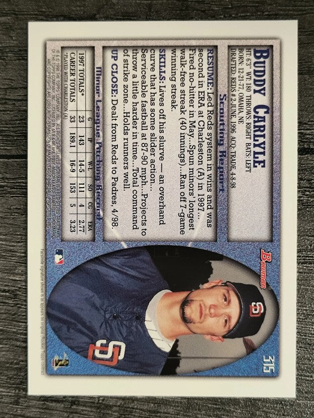 1998 Bowman #315 Buddy Carlyle RC