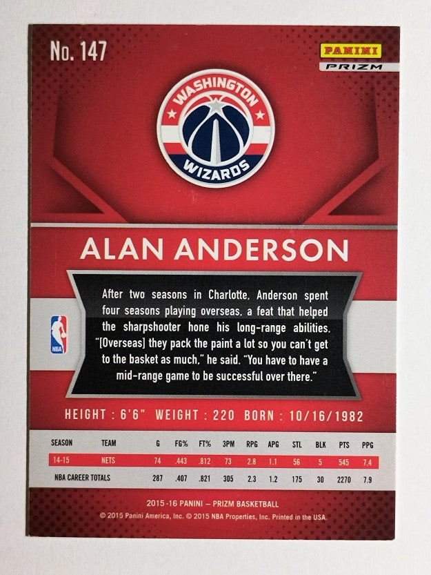 2015-16 Panini Prizm Prizms Green #147 Alan Anderson