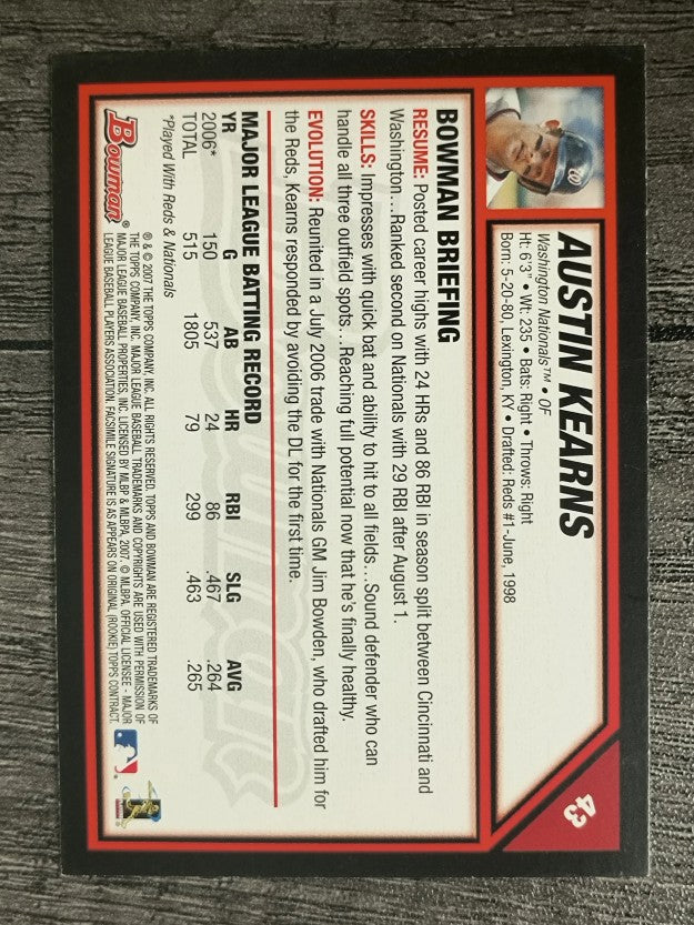 2007 Bowman #43 Austin Kearns