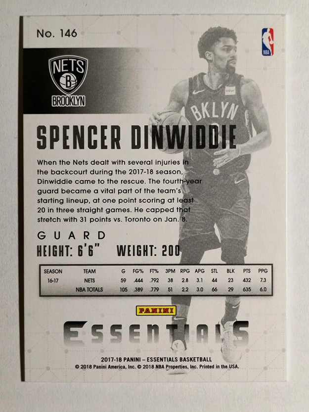 2017-18 Panini Essentials Orange #146 Spencer Dinwiddie