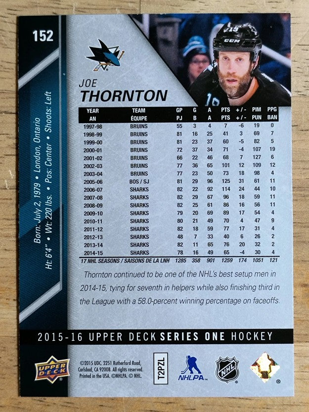 2015-16 Upper Deck #152 Joe Thornton