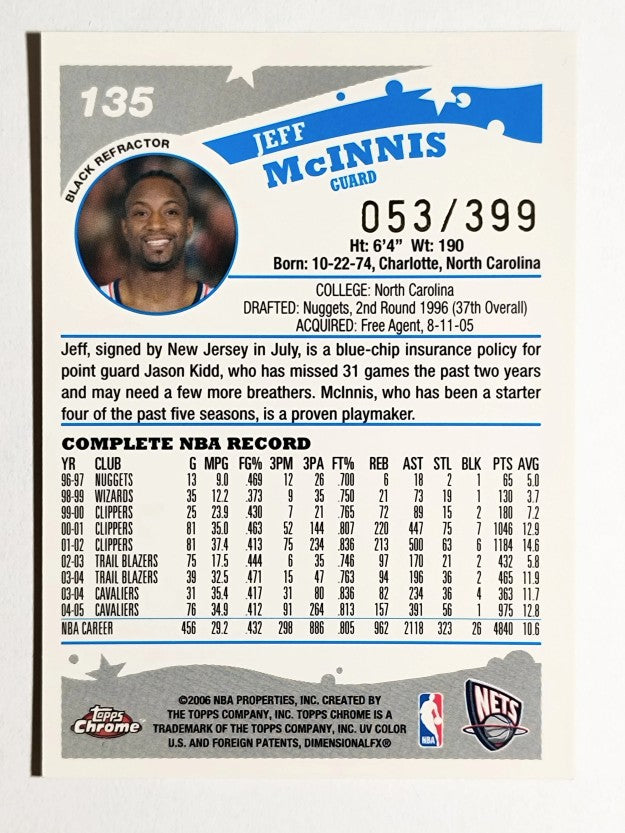 2005-06 Topps Chrome Refractors Black #135 Jeff Mcinnis