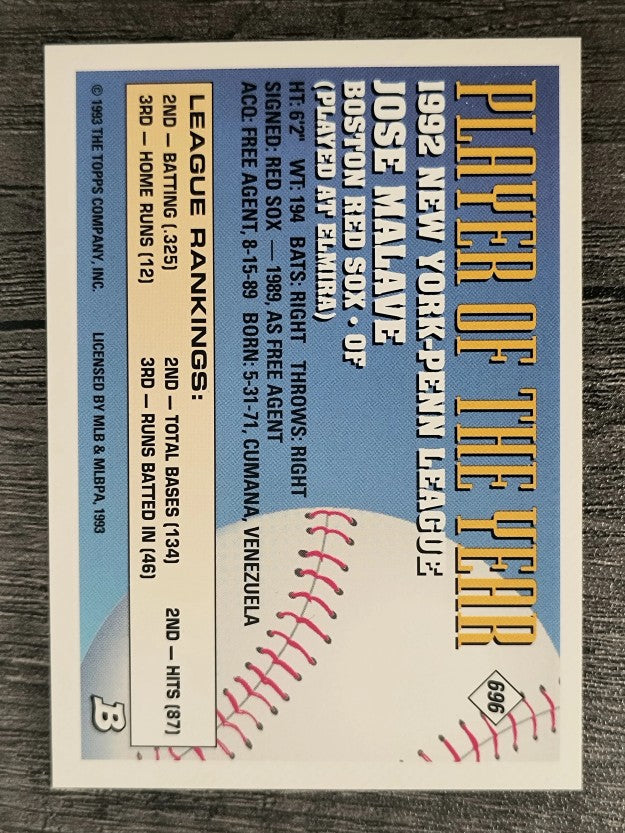 1993 Bowman #696 Jose Malave FOIL RC