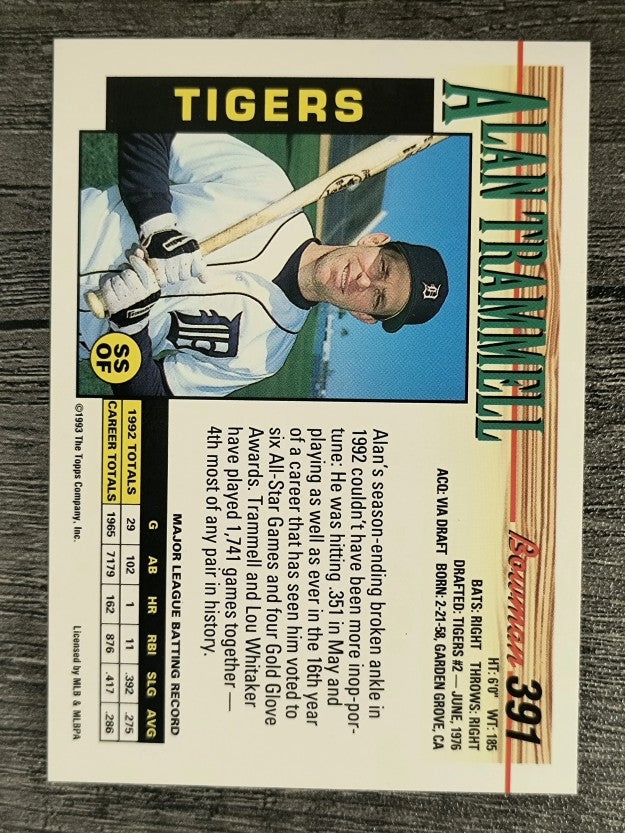 1993 Bowman #391 Alan Trammell