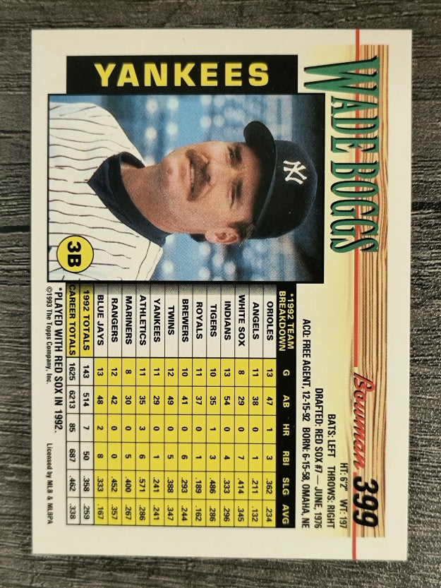 1993 Bowman #399 Wade Boggs