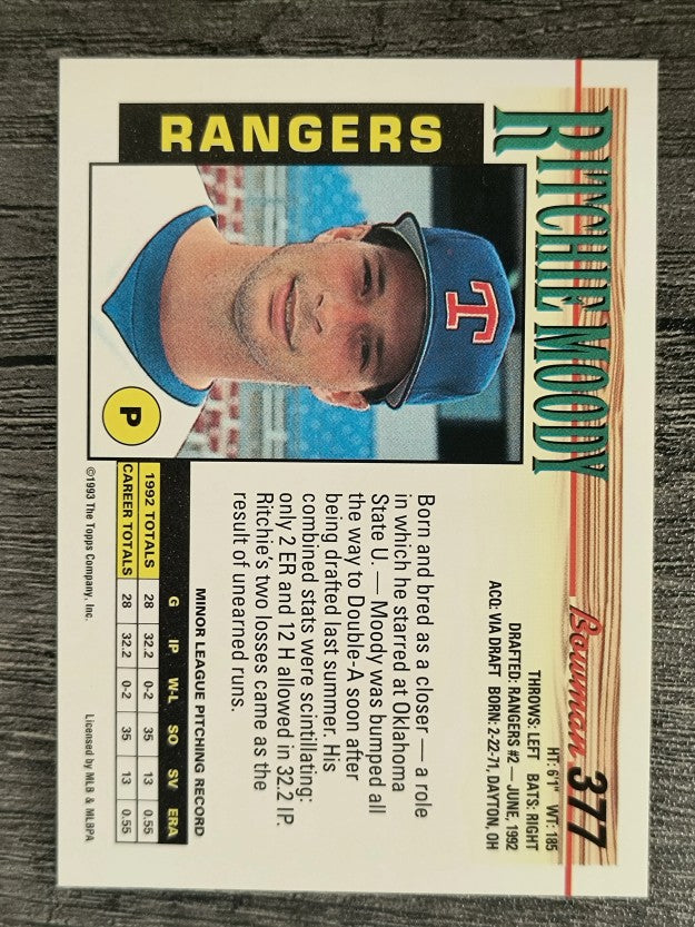 1993 Bowman #377 Ritchie Moody RC