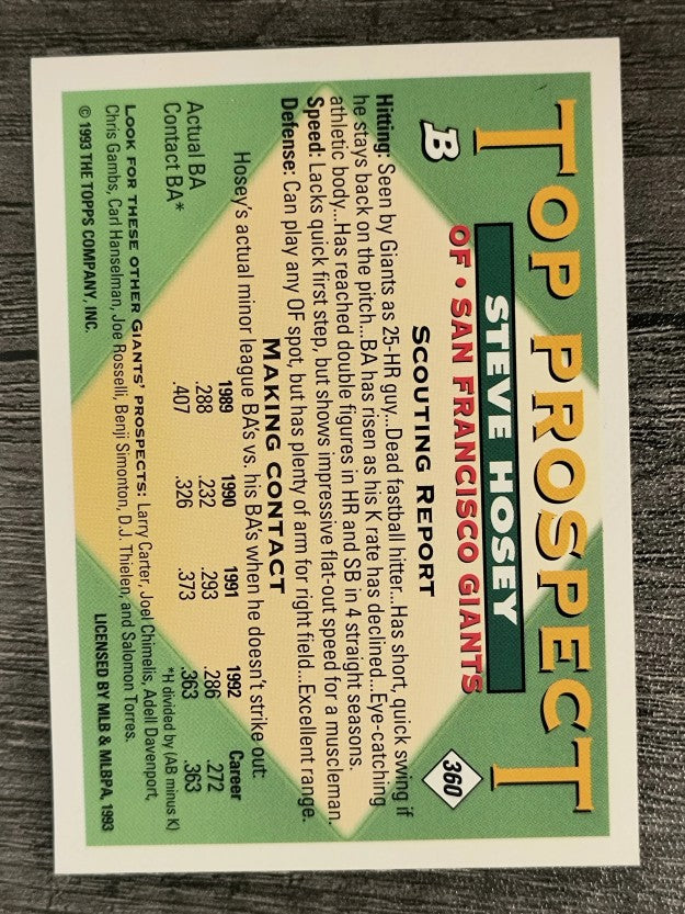 1993 Bowman #360 Steve Hosey FOIL