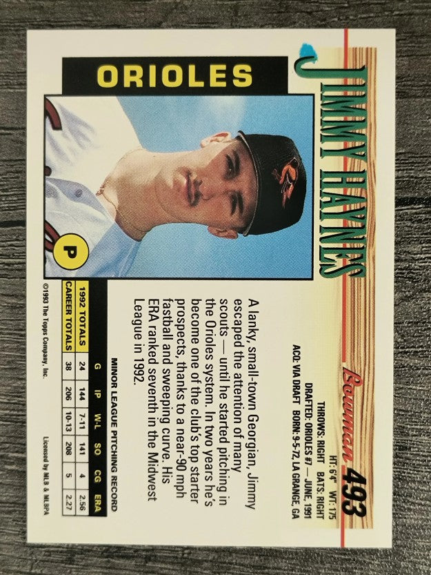1993 Bowman #493 Jimmy Haynes RC