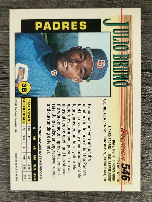 1993 Bowman #546 Julio Bruno RC