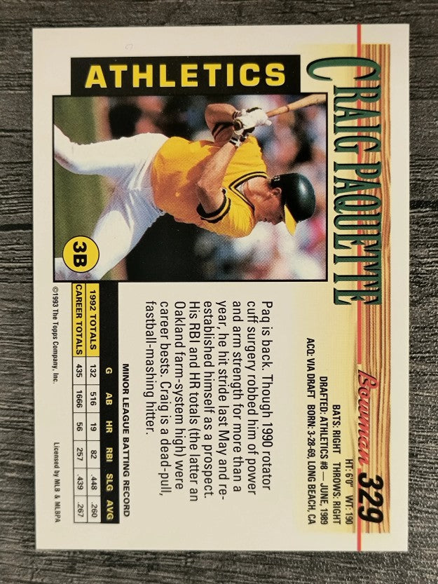 1993 Bowman #329 Craig Paquette