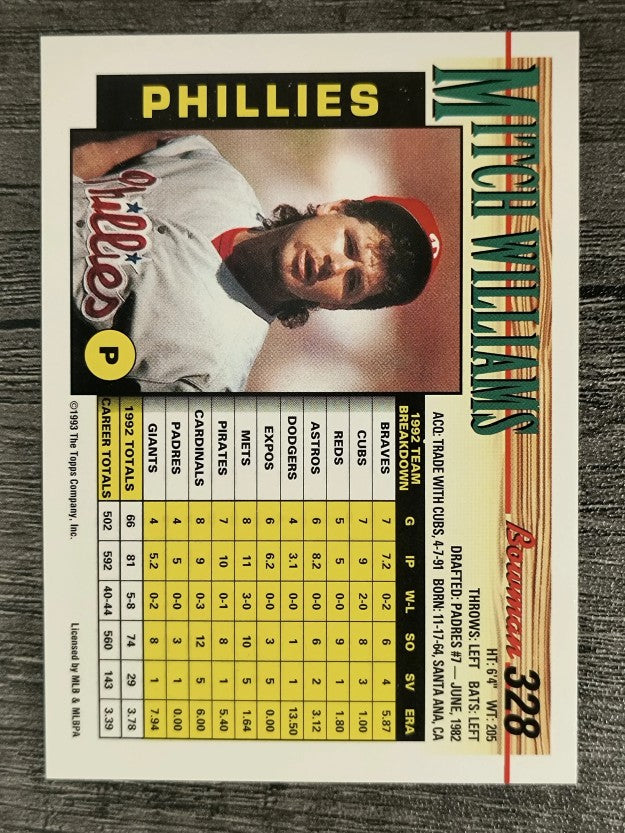 1993 Bowman #328 Mitch Williams