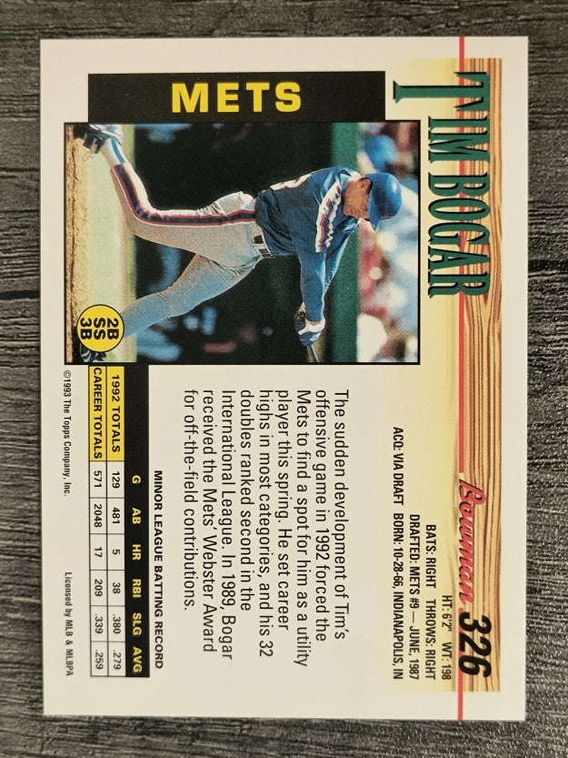 1993 Bowman #326 Tim Bogar RC