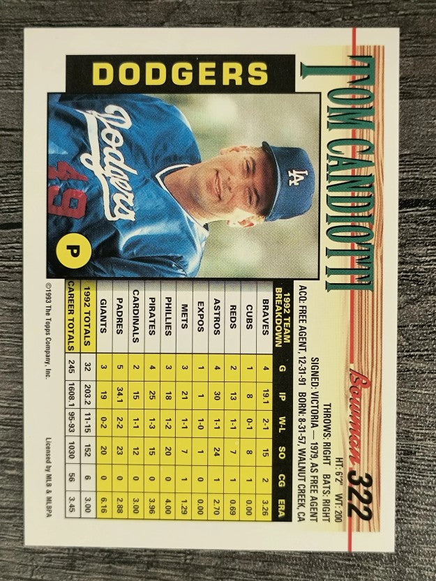 1993 Bowman #322 Tom Candiotti