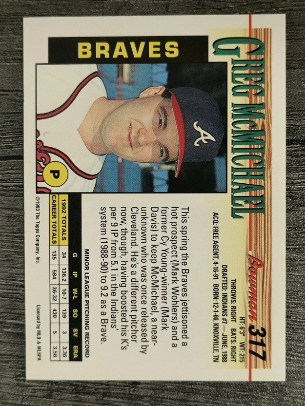 1993 Bowman #317 Greg McMichael RC