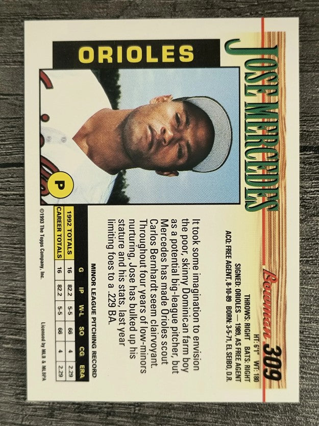 1993 Bowman #309 Jose Mercedes RC